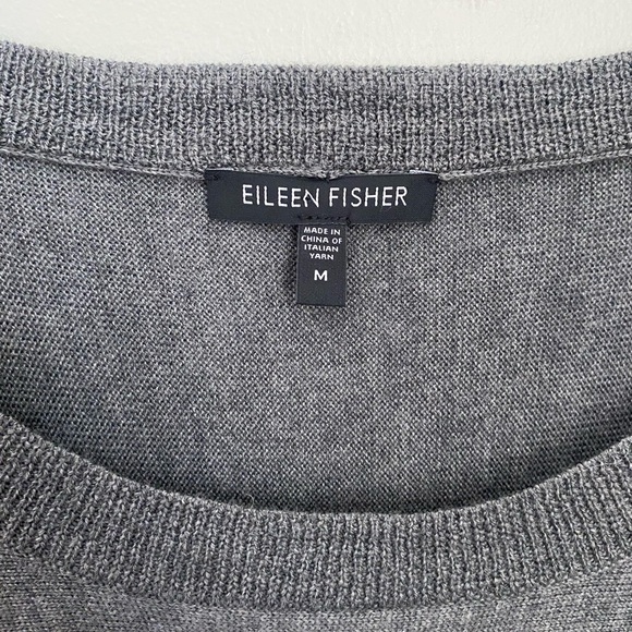 Eileen Fisher Ballet Neck Merino Jersey High-Low Sweater Top Size Medium - Picture 4 of 12